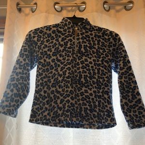 Blue Cheetah print half zip fleece pullover